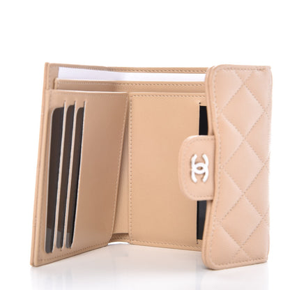 Chanel Caviar Quilted Compact Flap Wallet Beige 5 of 9