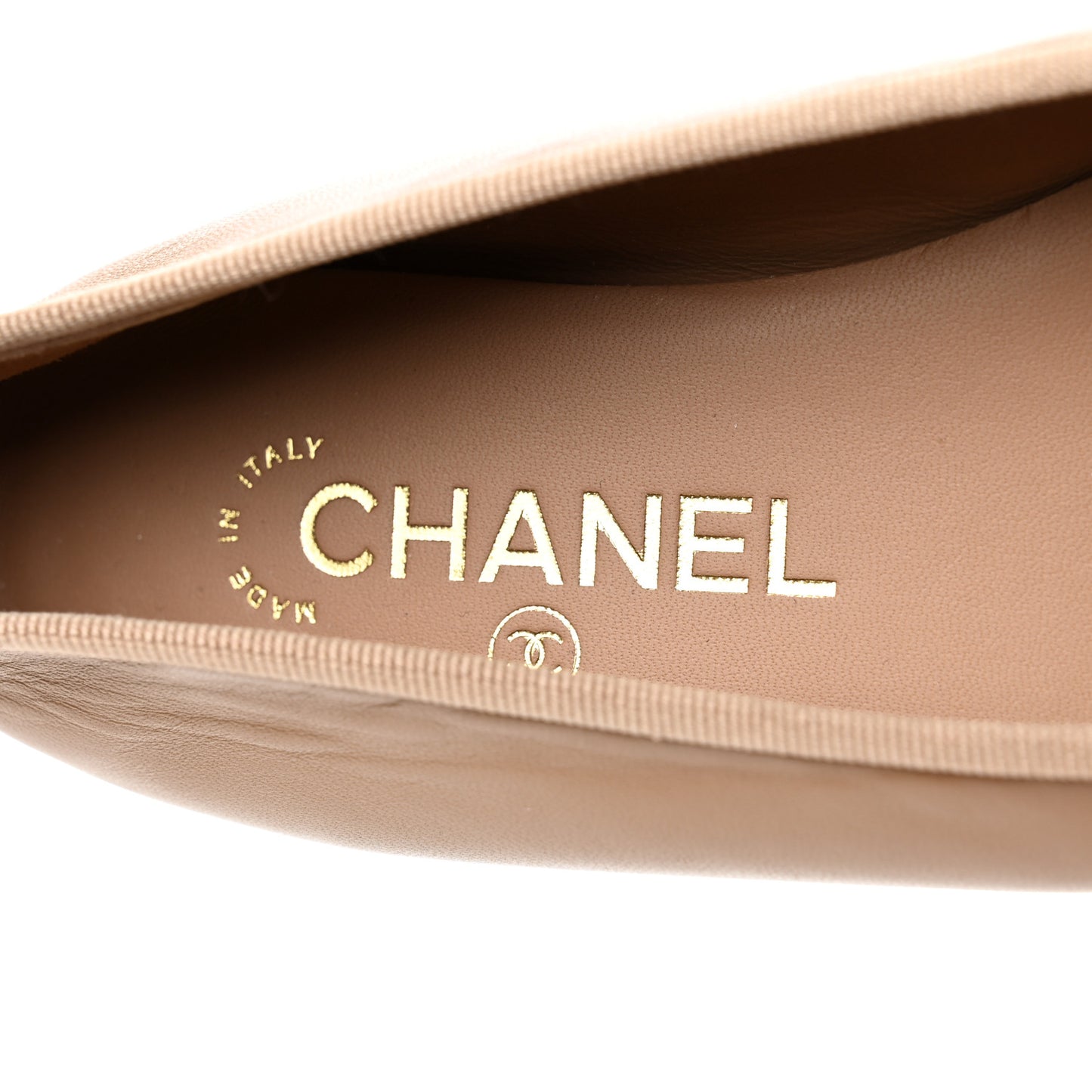 Lambskin Cap Toe CC Ballerina Flats 36 Dark Beige Black