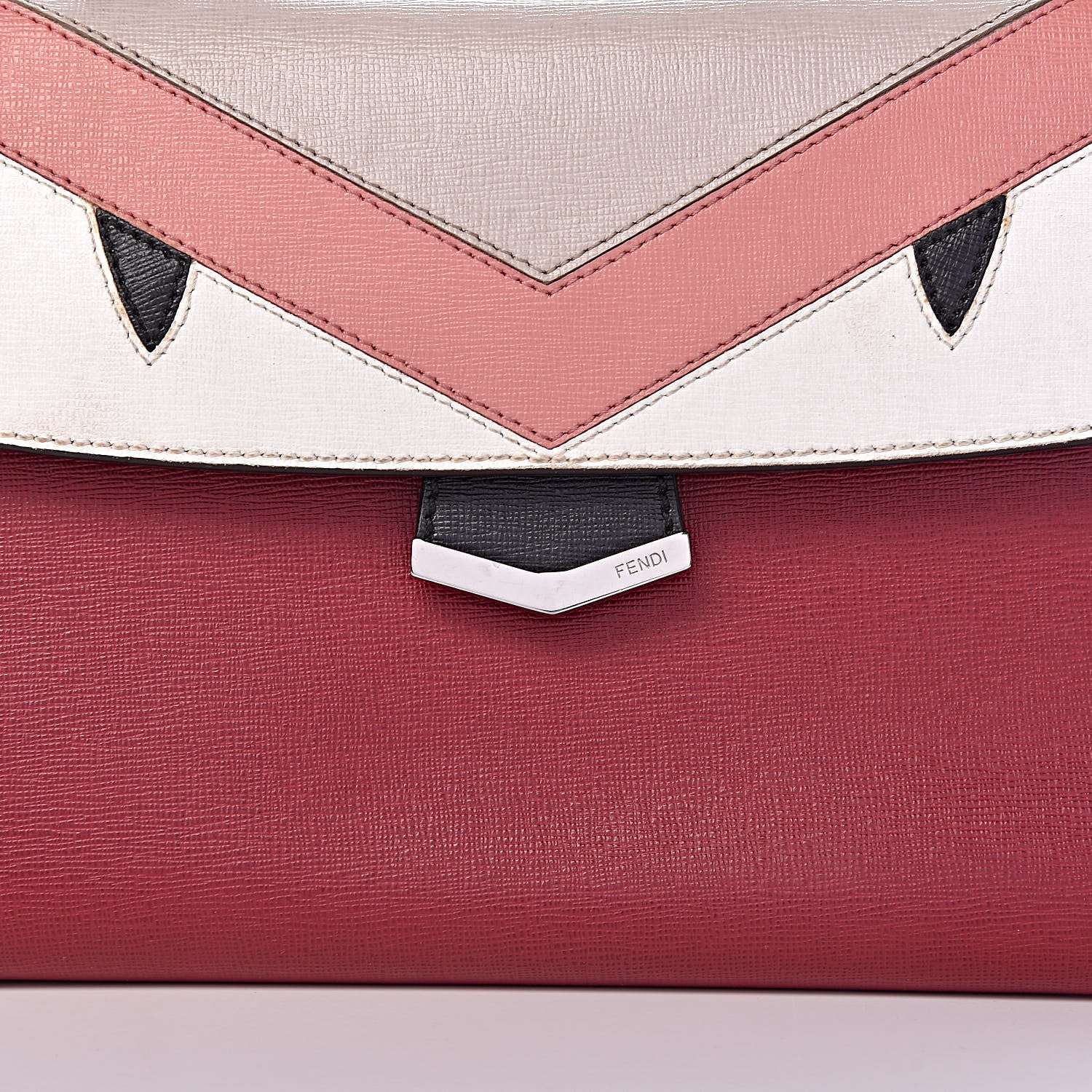 Fendi Vitello Elite Monster Mini Demi Jour Shoulder Bag Ribes Grigio Polvere Carbone 12 of 15