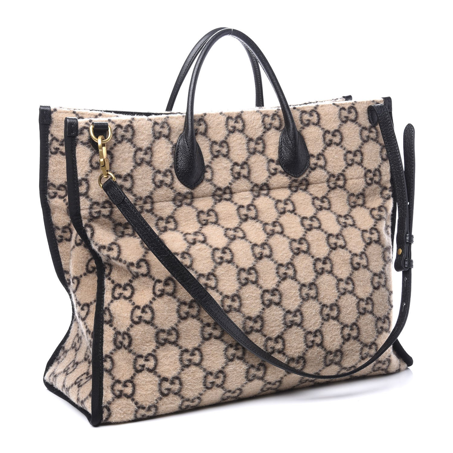 Gucci Covered Wool GG Monogram Large Tote Bag Beige Ebony 2 of 11