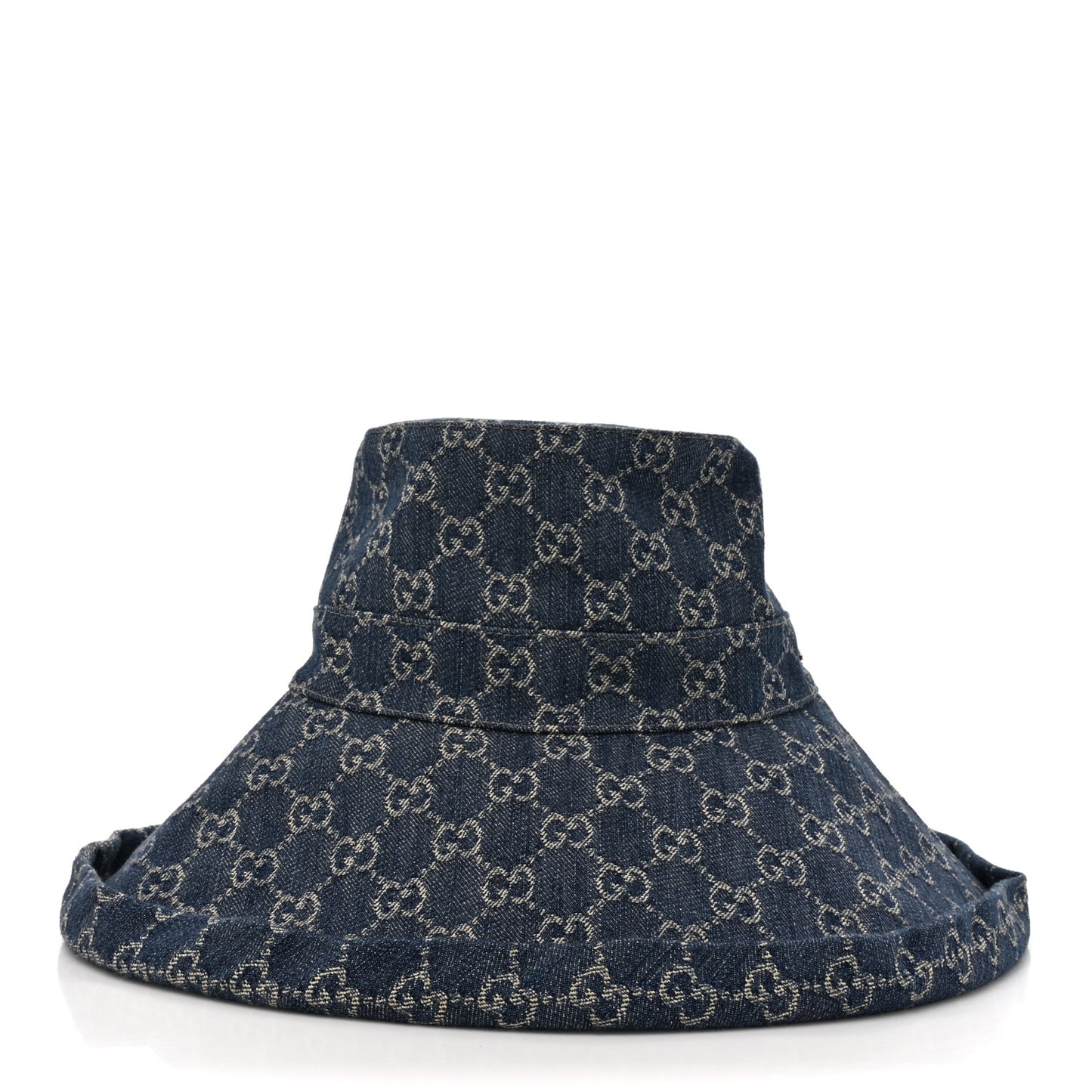 Eco Washed Denim GG Monogram Brim Hat L Blue Ivory