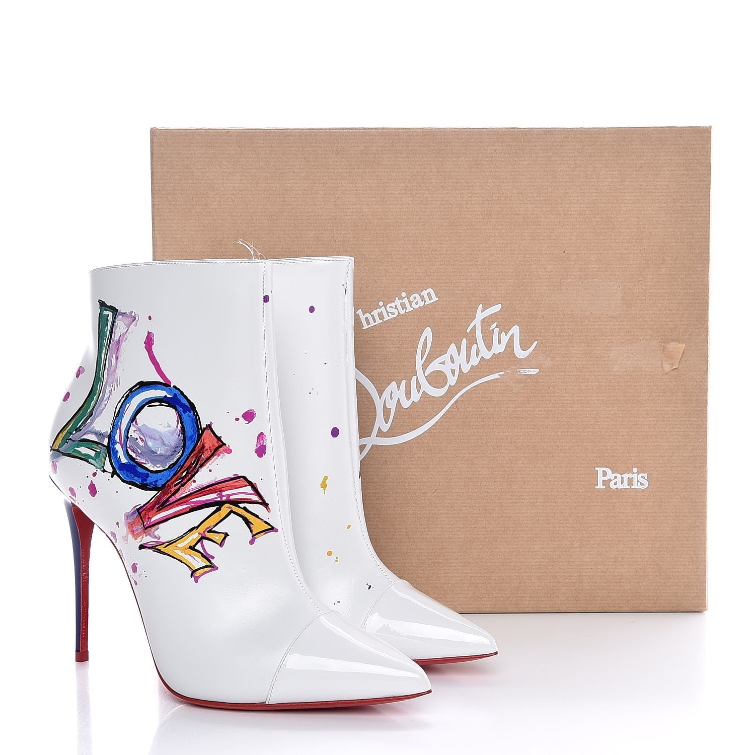 Christian Louboutin Calfskin In Love 100 Booties 37.5 White 9 of 9