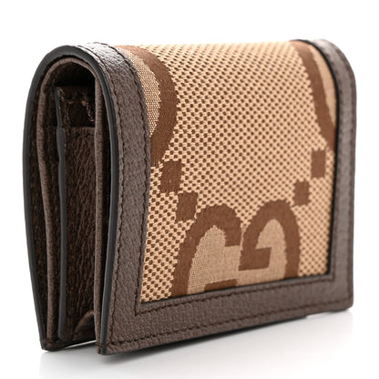 Gucci Monogram Jumbo GG Textured Dollar Calfskin Diana Card Case Wallet Camel Ebony New Acero 3 of 8
