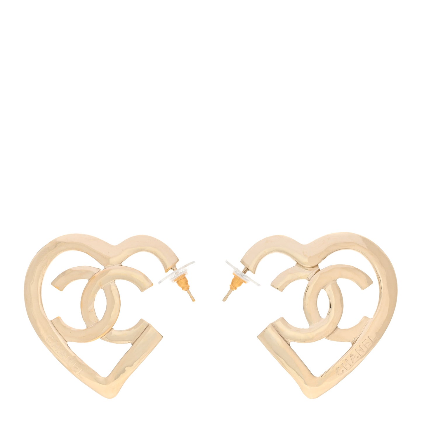 Metal CC Heart Coco In Love Hoop Earrings Gold