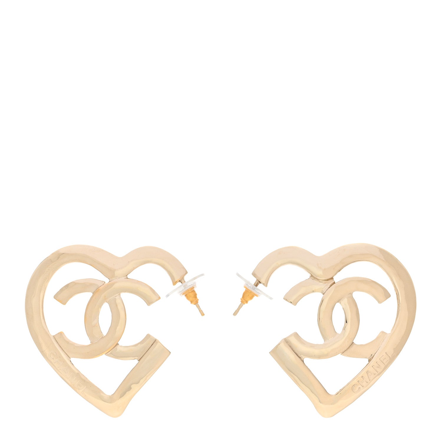 Chanel Metal CC Heart Coco In Love Hoop Earrings Gold 1 of 5