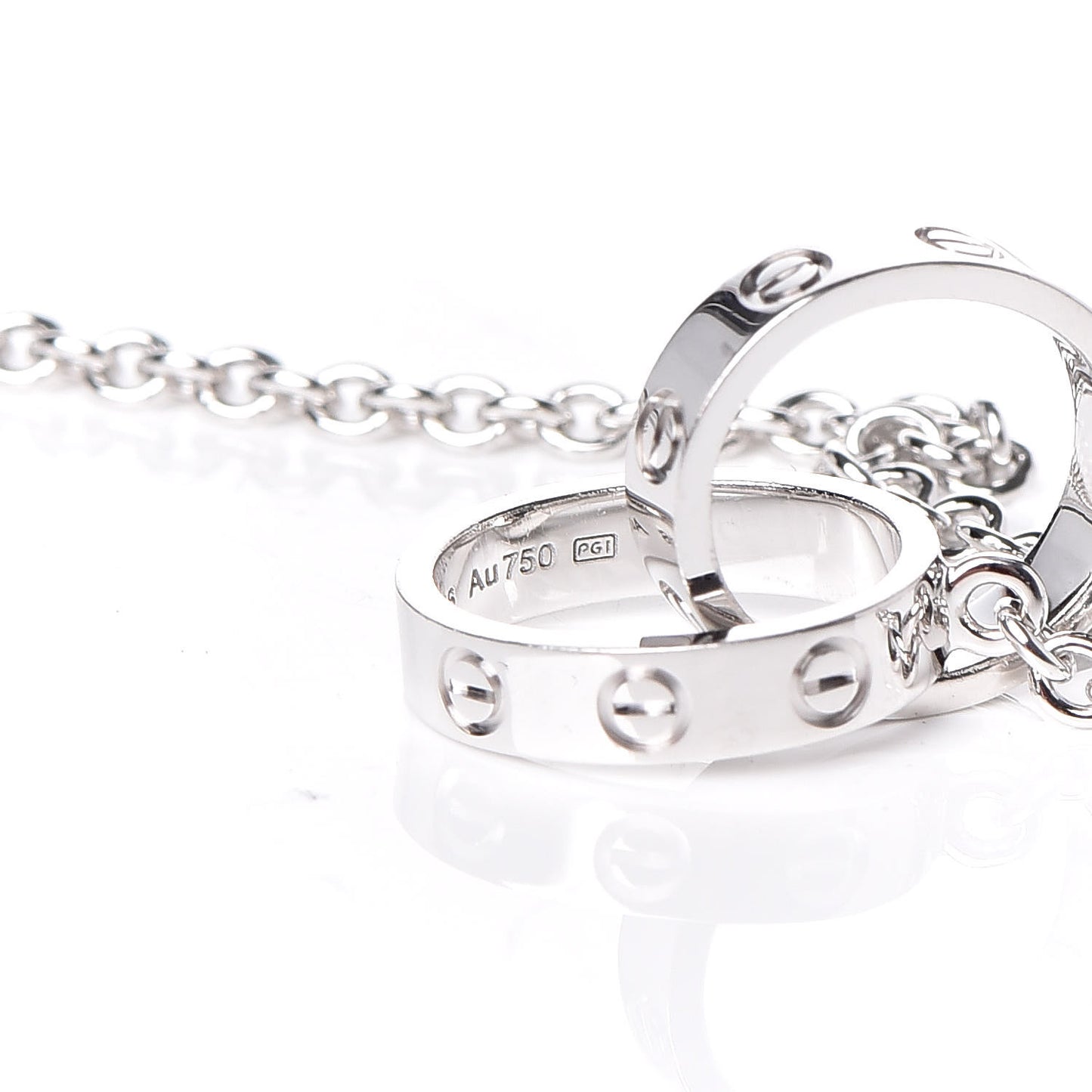 18K White Gold Interlocking LOVE Necklace