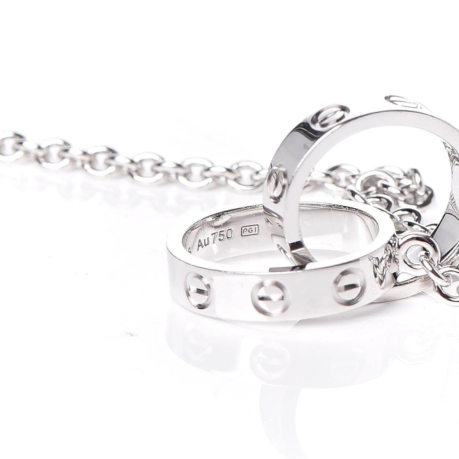 Cartier 18K White Gold Interlocking LOVE Necklace 6 of 9
