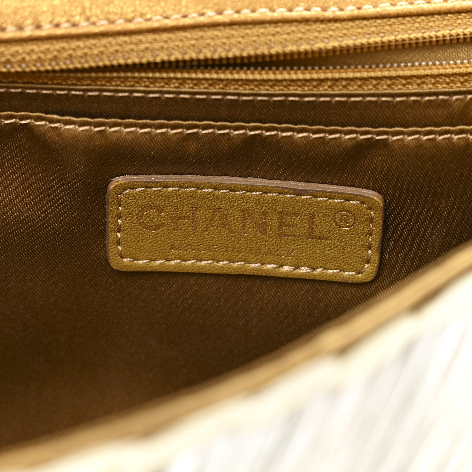 Chanel Metallic Woven Raffia Patchwork Single Flap Gold 6 of 12