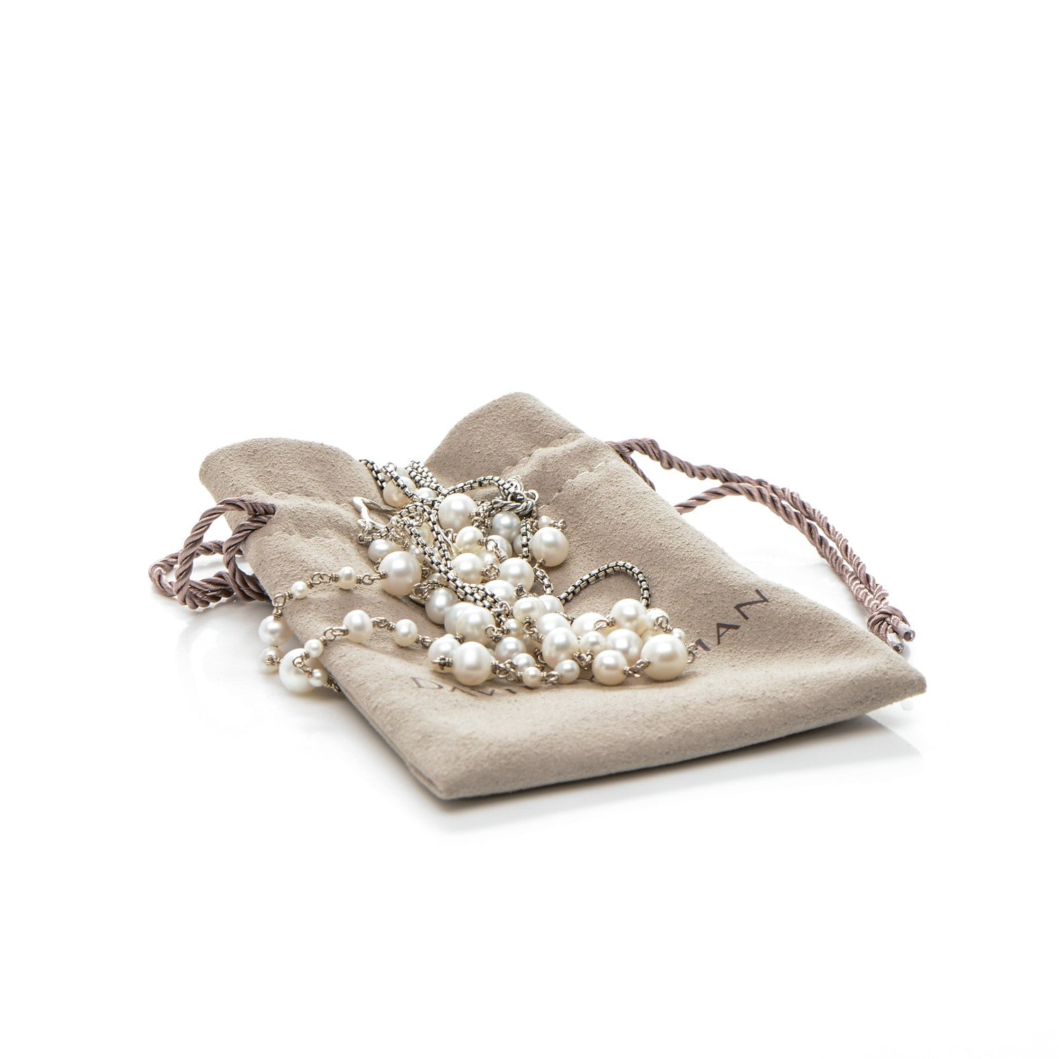 David Yurman Sterling Silver Pearl 7.5mm Quatrefoil Long Chain Necklace 6 of 6