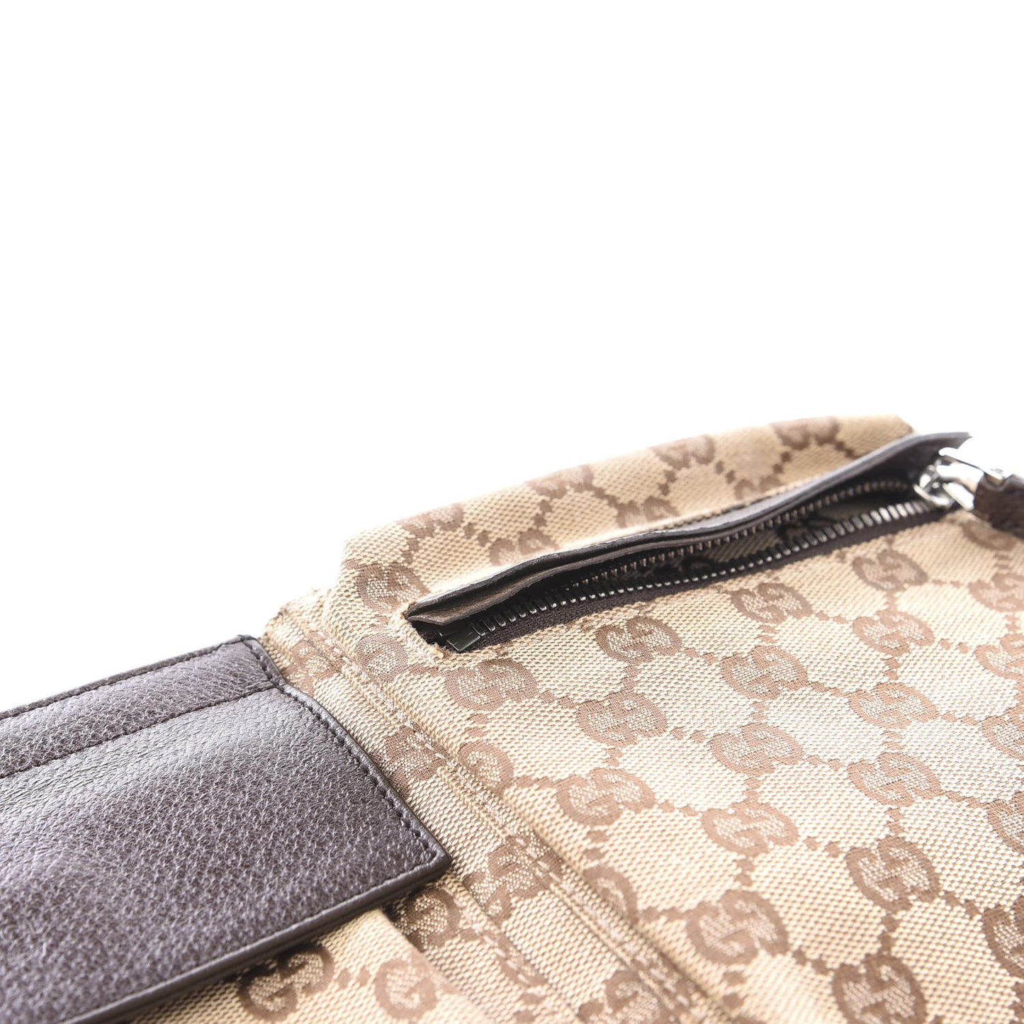 GG Monogram Double Pocket Belt Bag Dark Brown