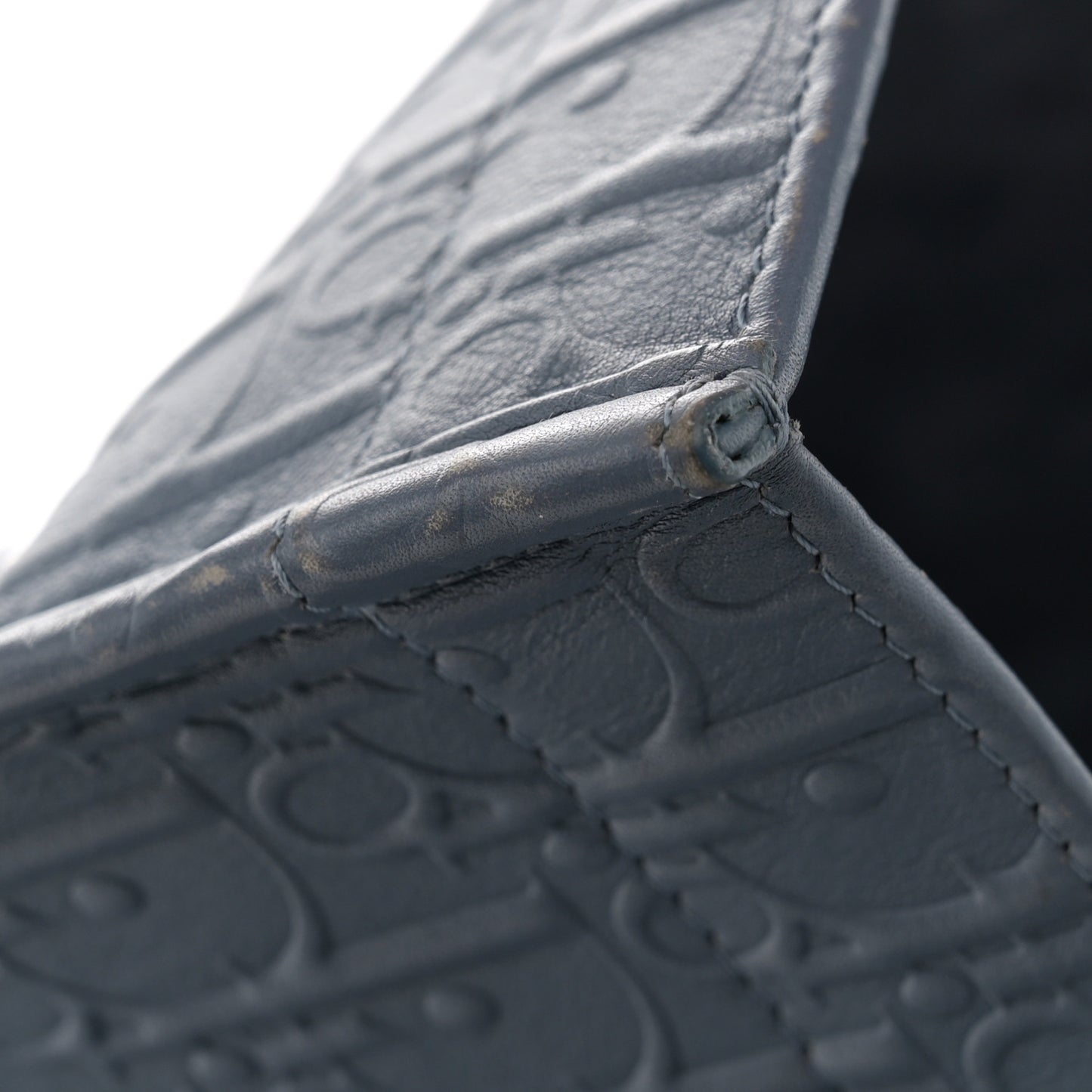 Oblique Calfskin Embossed Book Tote Denim Blue