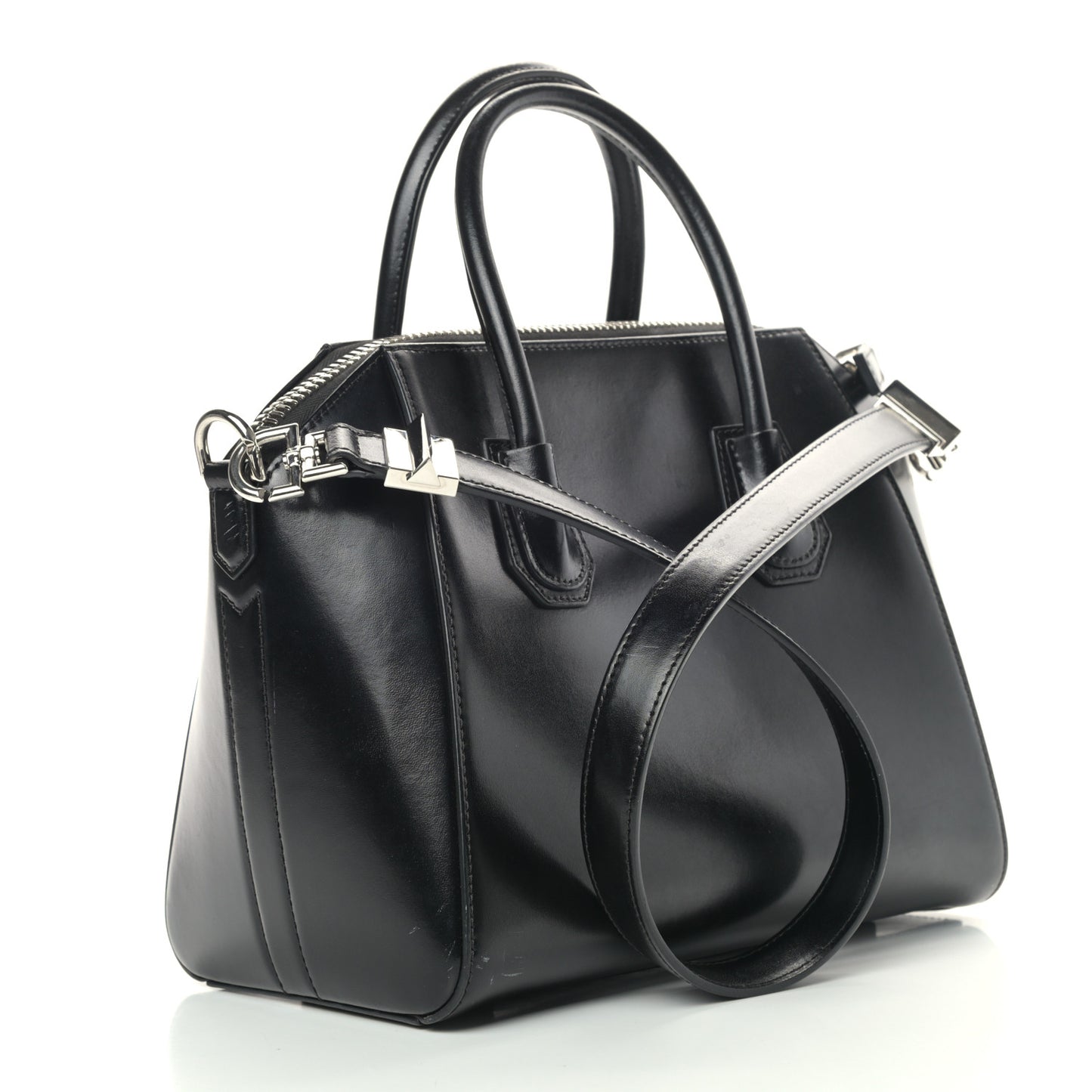 Shiny Lord Calfskin Small Antigona Black