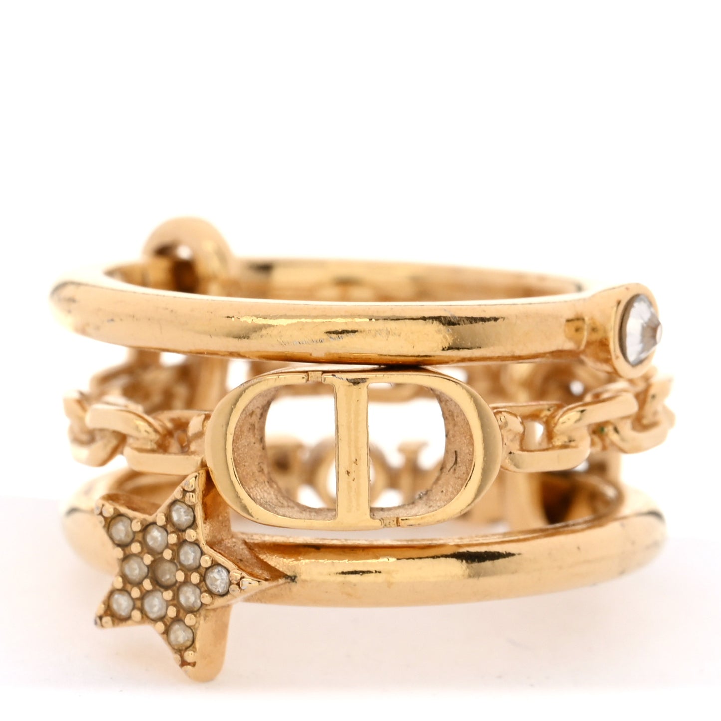 Metal Crystal Shiny-D Ring L Gold