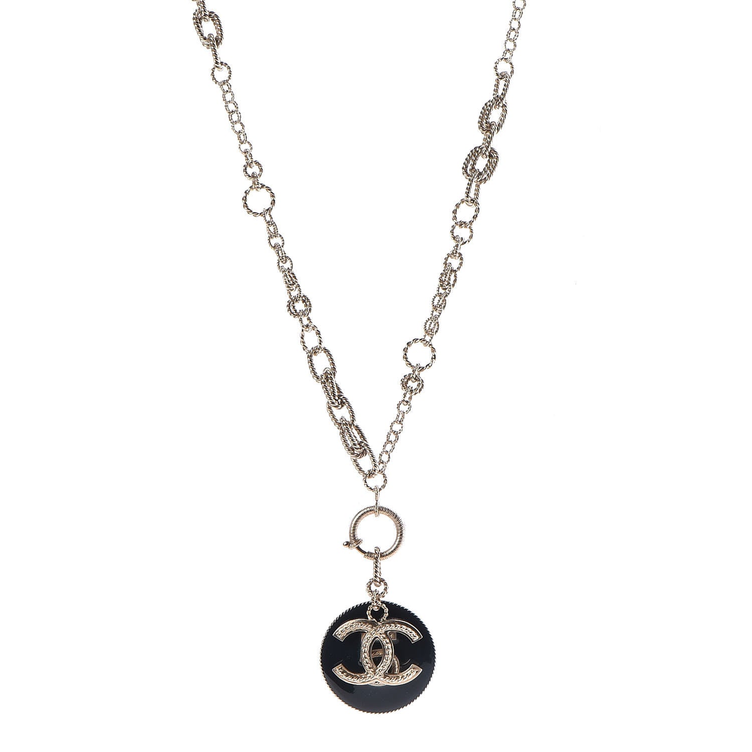 Chanel Resin CC 5 Pendant Necklace Gold Blue 1 of 7