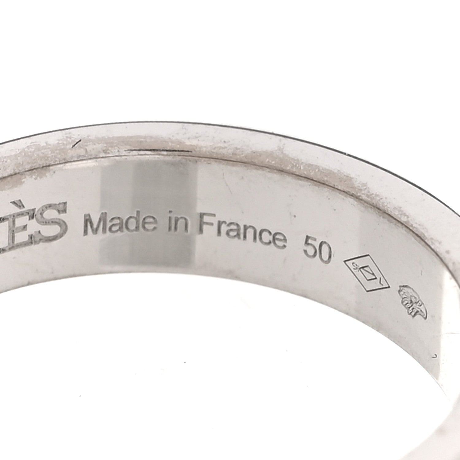 Hermes 18K White Gold Diamond MM Kelly Clochette Ring 50 5.25 6 of 7