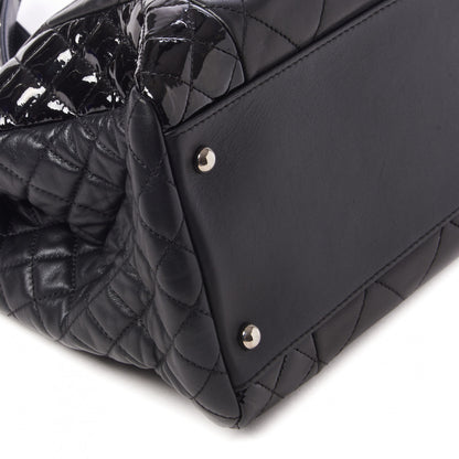 Chanel Lambskin Patent Quilted CC Shopping Tote Black 5 of 9