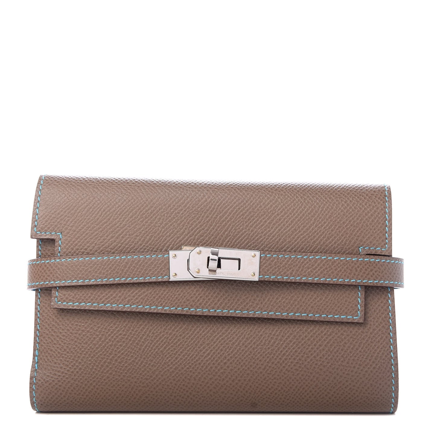 Epsom Candy Medium Kelly Wallet Etoupe Bleu Azteque