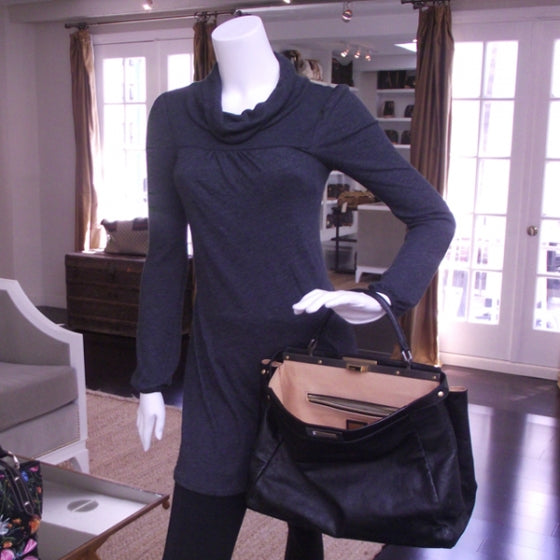 Goatskin Large Peekaboo Iconic Satchel Black