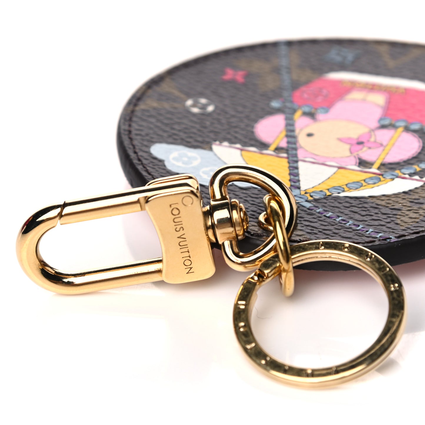 Monogram 2020 Christmas Animation Big Wheel Bag Charm Key Ring Rose Ballerine