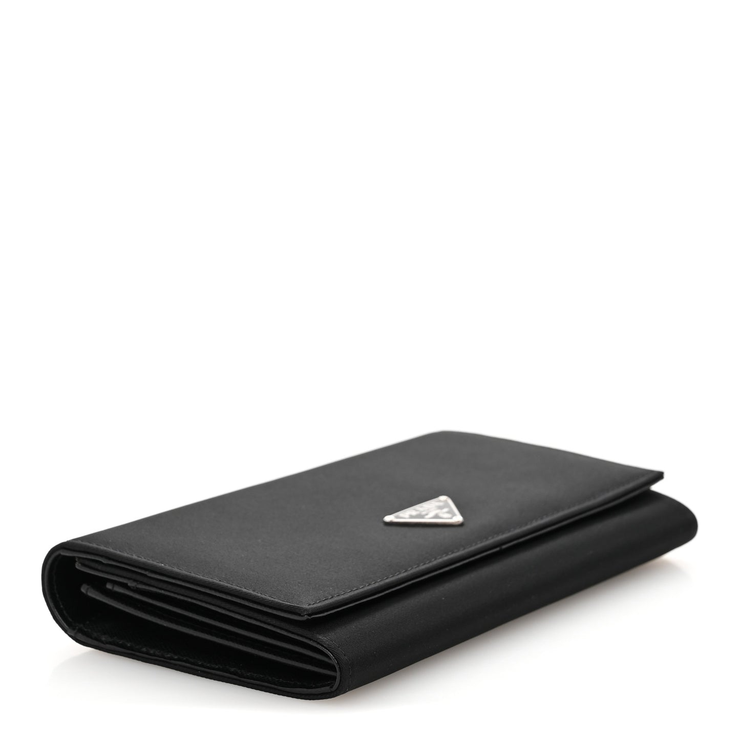 Tessuto Nylon Triangle Continental Flap Wallet Black