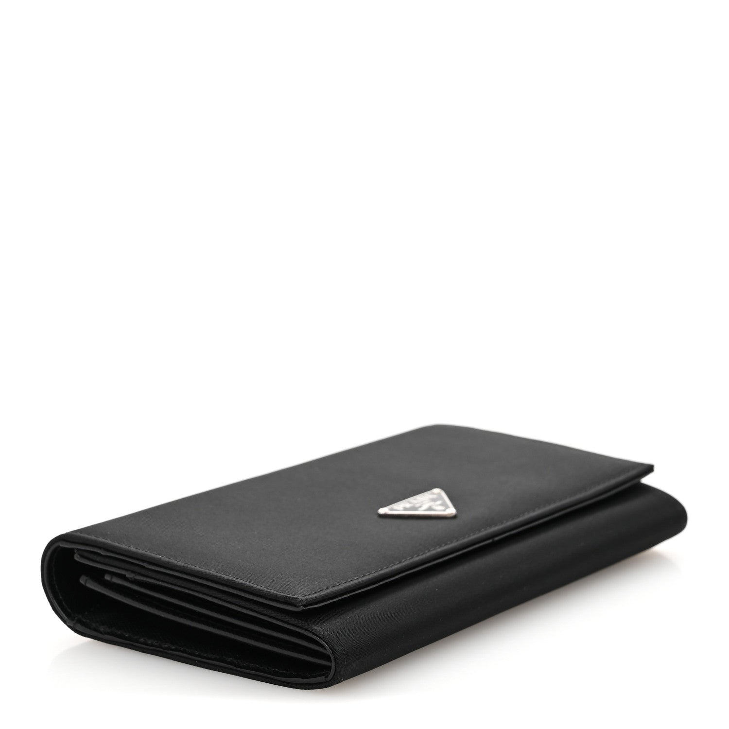 Prada Tessuto Nylon Triangle Continental Flap Wallet Black 4 of 11