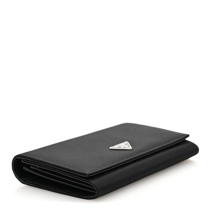 Prada Tessuto Nylon Triangle Continental Flap Wallet Black 4 of 11