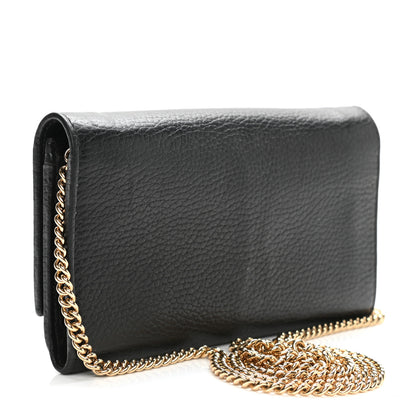 Gucci Calfskin Petite GG Marmont Wallet Chain Bag Black 2 of 10