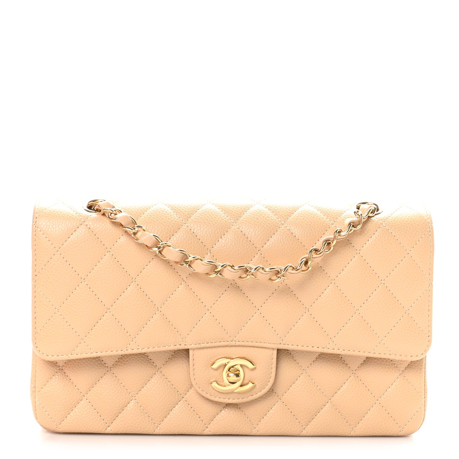 Chanel Caviar Quilted Medium Double Flap Beige 1 of 11