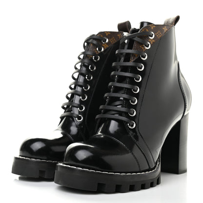 Louis Vuitton Patent Calfskin Monogram Star Trail Ankle Boots 37.5 Black 3 of 7