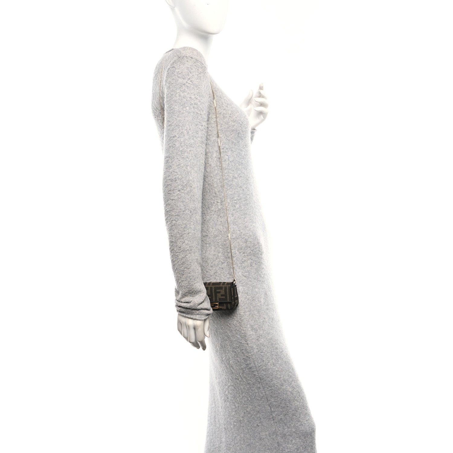 Fendi Fabric Jacquard FF 1974 Nano Baguette Charm Tobacco Moro Black 2 of 7