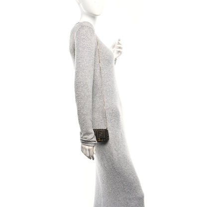 Fendi Fabric Jacquard FF 1974 Nano Baguette Charm Tobacco Moro Black 2 of 7