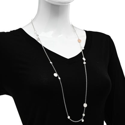Hermes Sterling Silver 18K Rose Gold Confettis Long Necklace 120 2 of 4