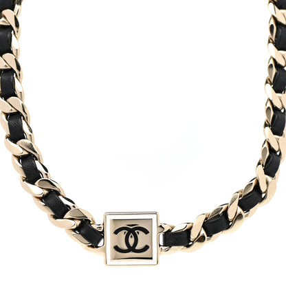 Chanel Metal Lambskin CC Square Choker Gold Black White 1 of 7