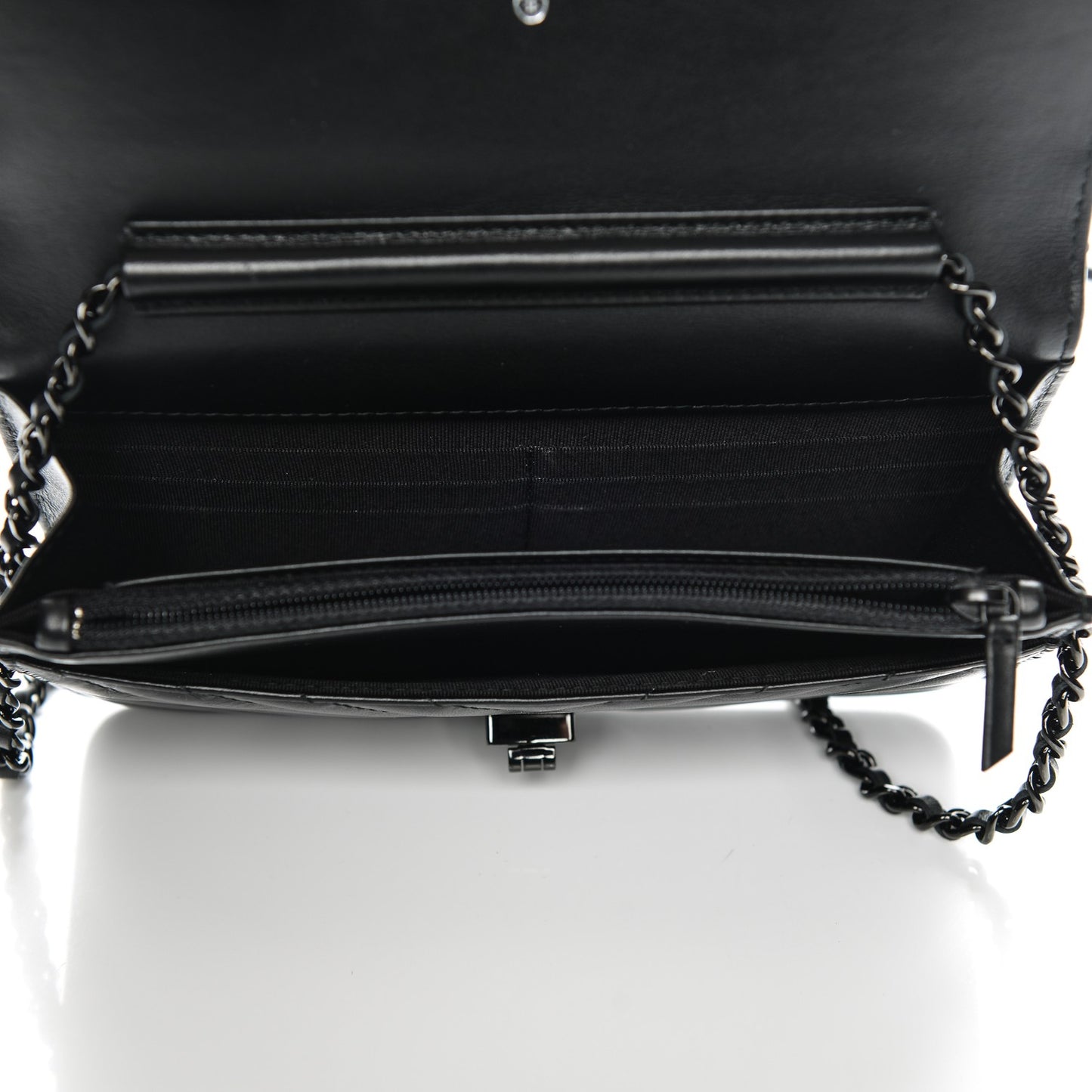Aged Calfskin Chevron Quilted Reissue Wallet On Chain WOC So Black