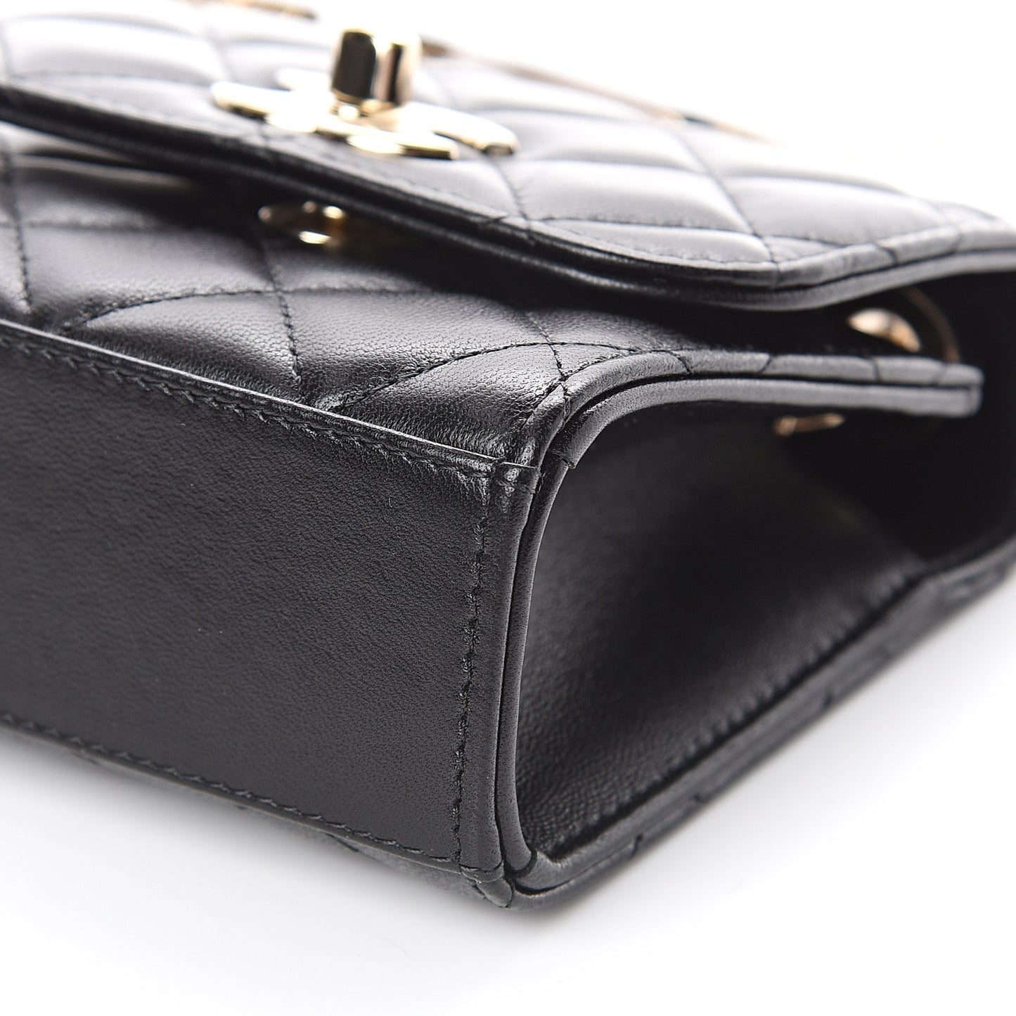 Lambskin Quilted Mini Trendy CC Chain Wallet Black