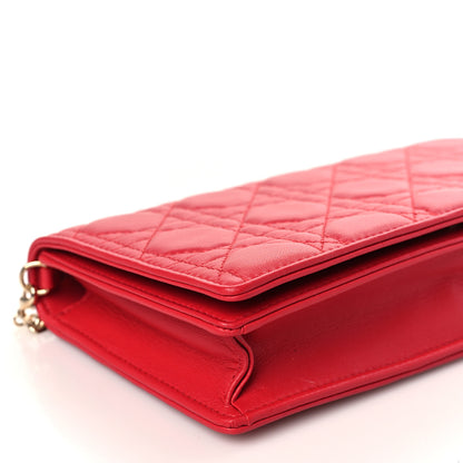 Christian Dior Lambskin Cannage Lady Dior Pouch Red 9 of 10