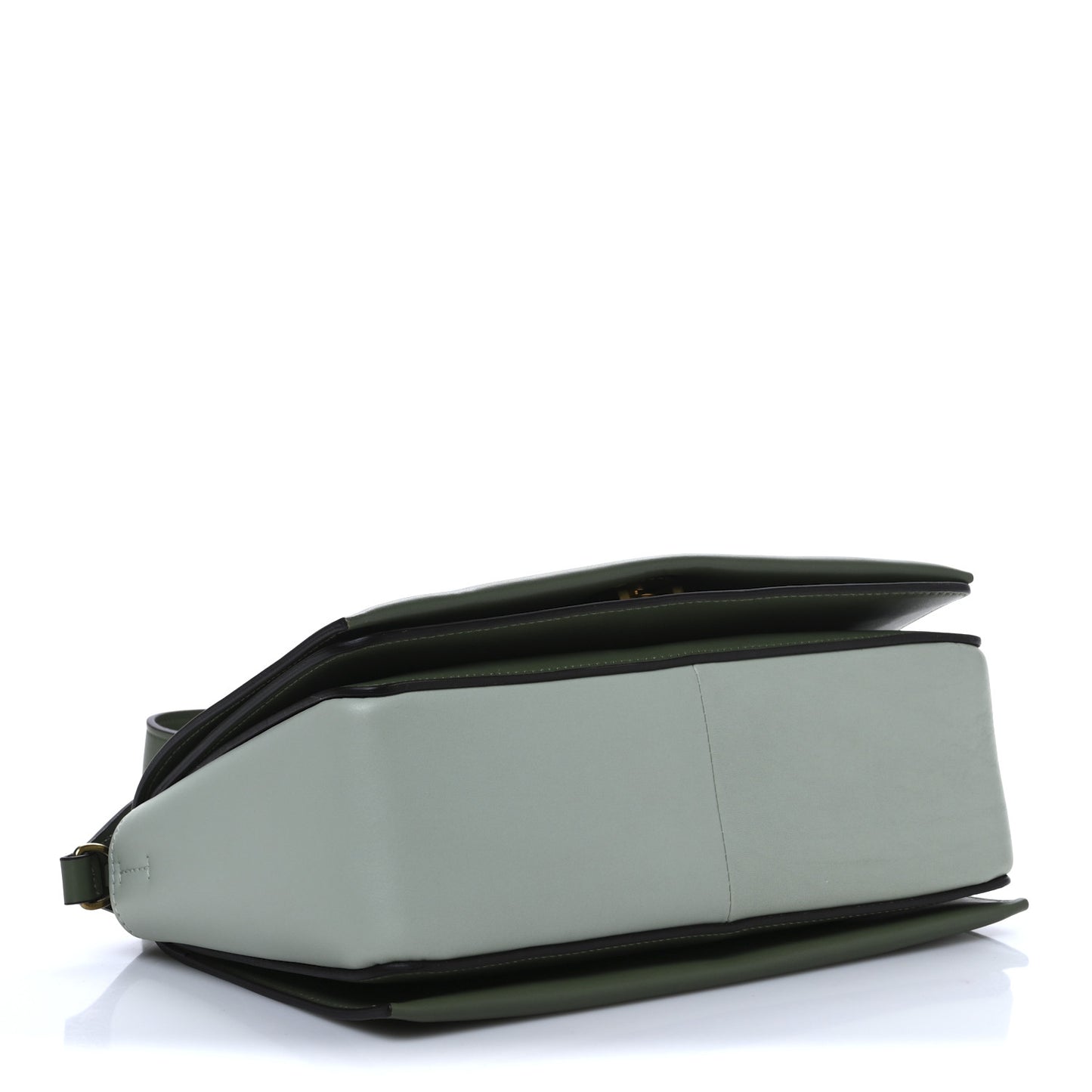 Shiny Smooth Calfskin Medium Frame Shoulder Bag Olive Pastel Green