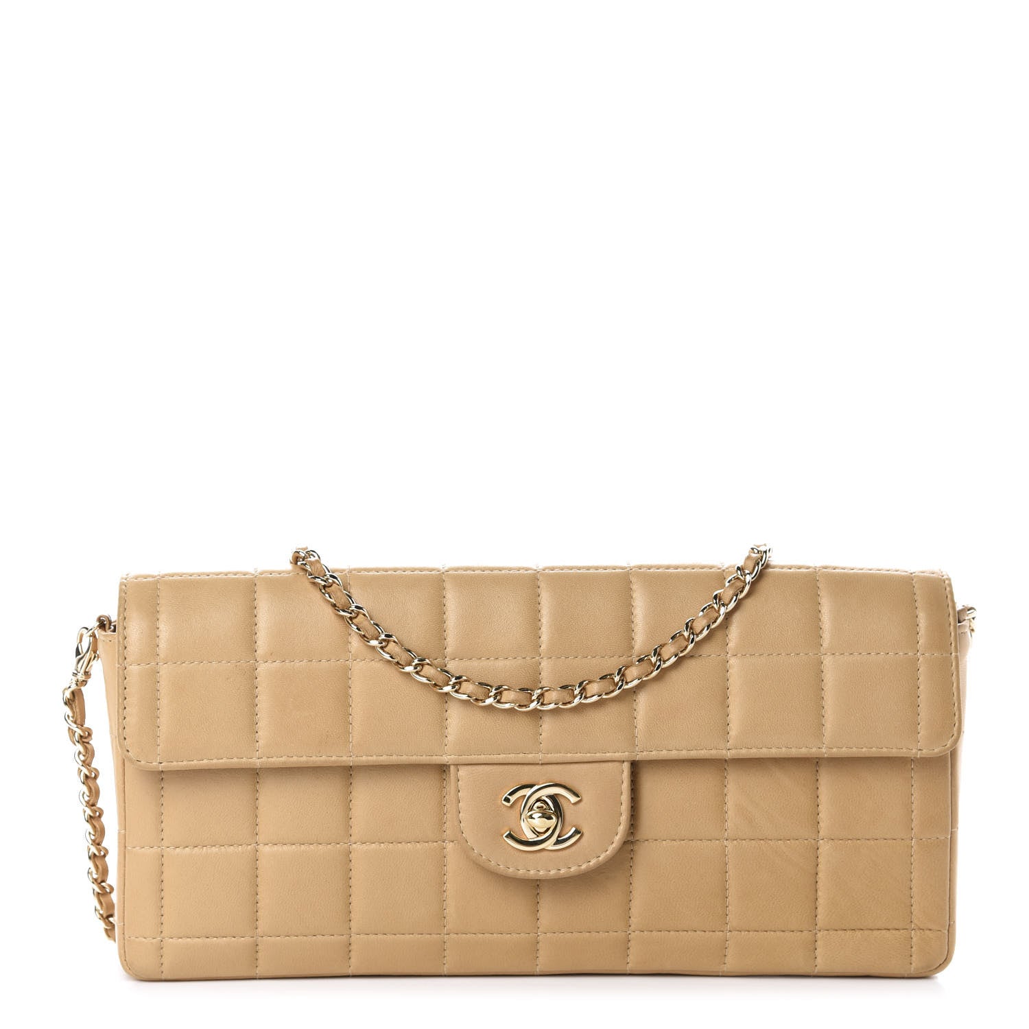Chanel Lambskin East West Chocolate Bar Flap Beige 1 of 13