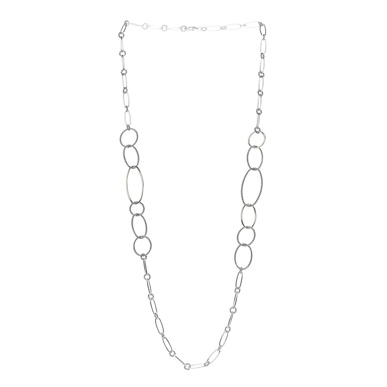 David Yurman Sterling Silver 18K Yellow Gold Mobile Link Necklace 3 of 4