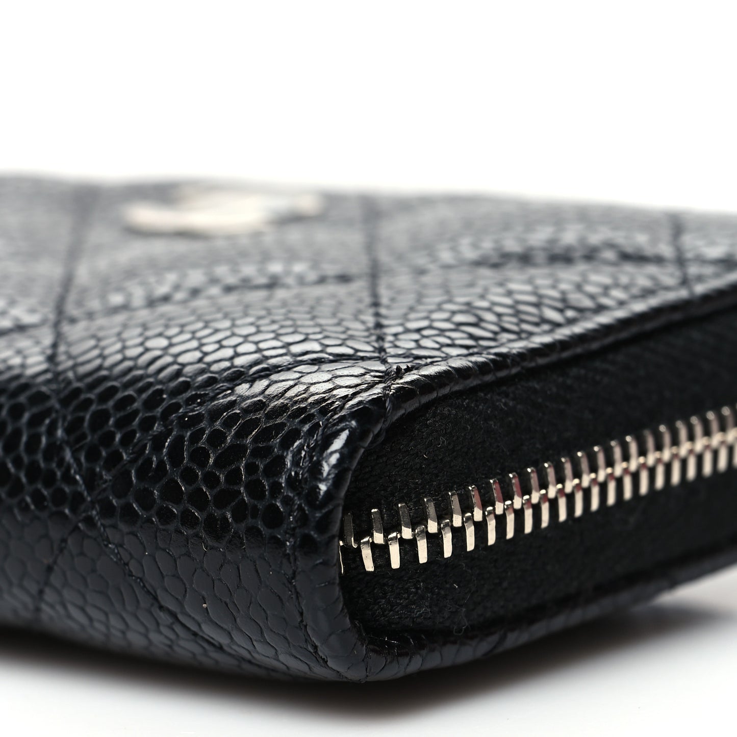Caviar Quilted Zip Coin Purse Black