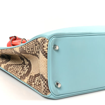 Christian Dior Calfskin Snakeskin Large Diorissimo Tote Light Blue Multicolor 9 of 10