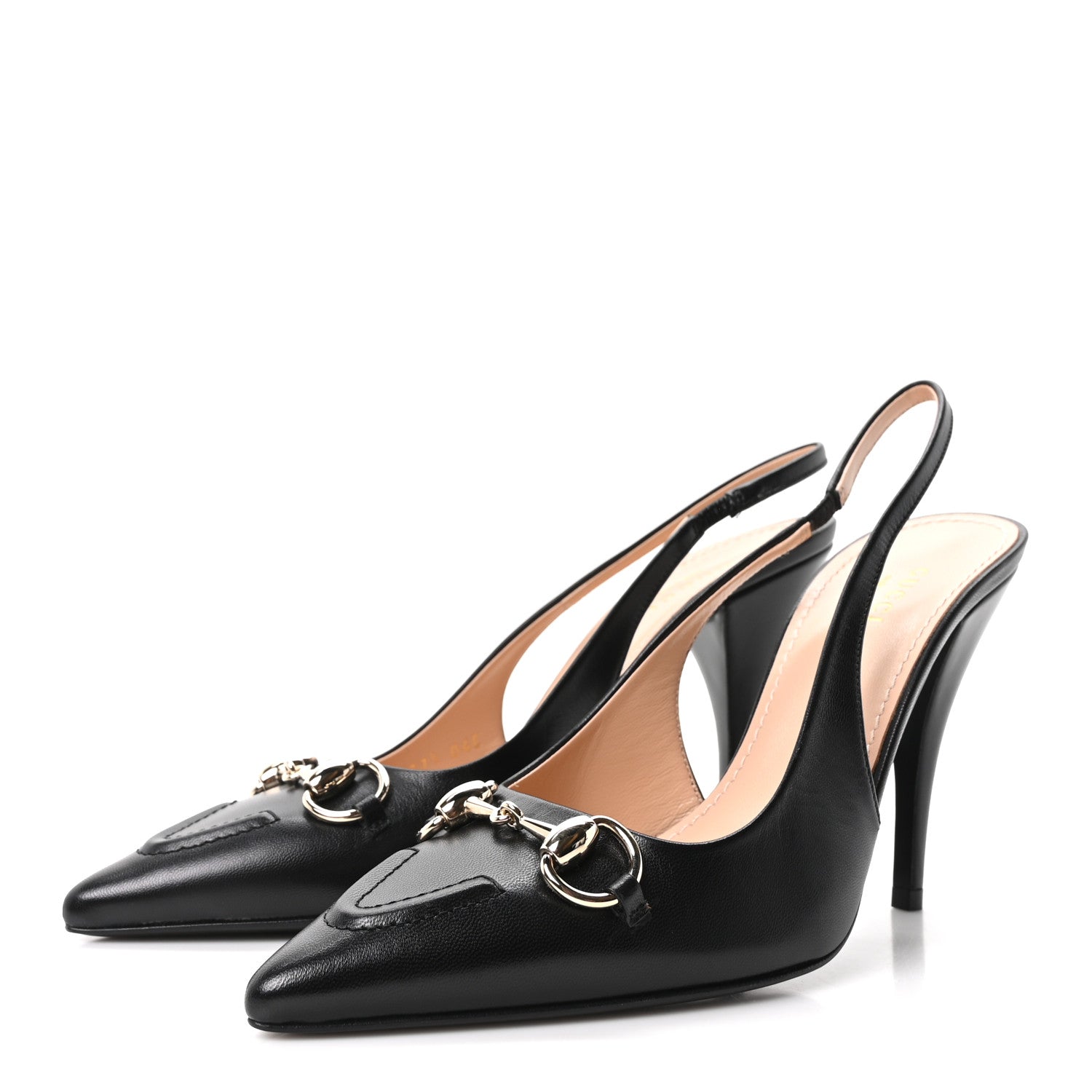Gucci Malaga Kid Horsebit Erin 105mm Slingback Pumps 37.5 Black 4 of 10