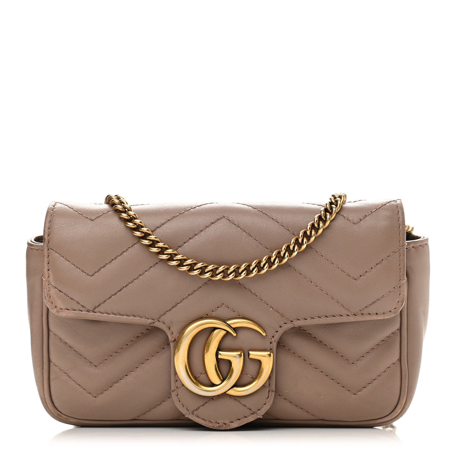 Calfskin Matelasse Super Mini GG Marmont Shoulder Bag Porcelain Rose