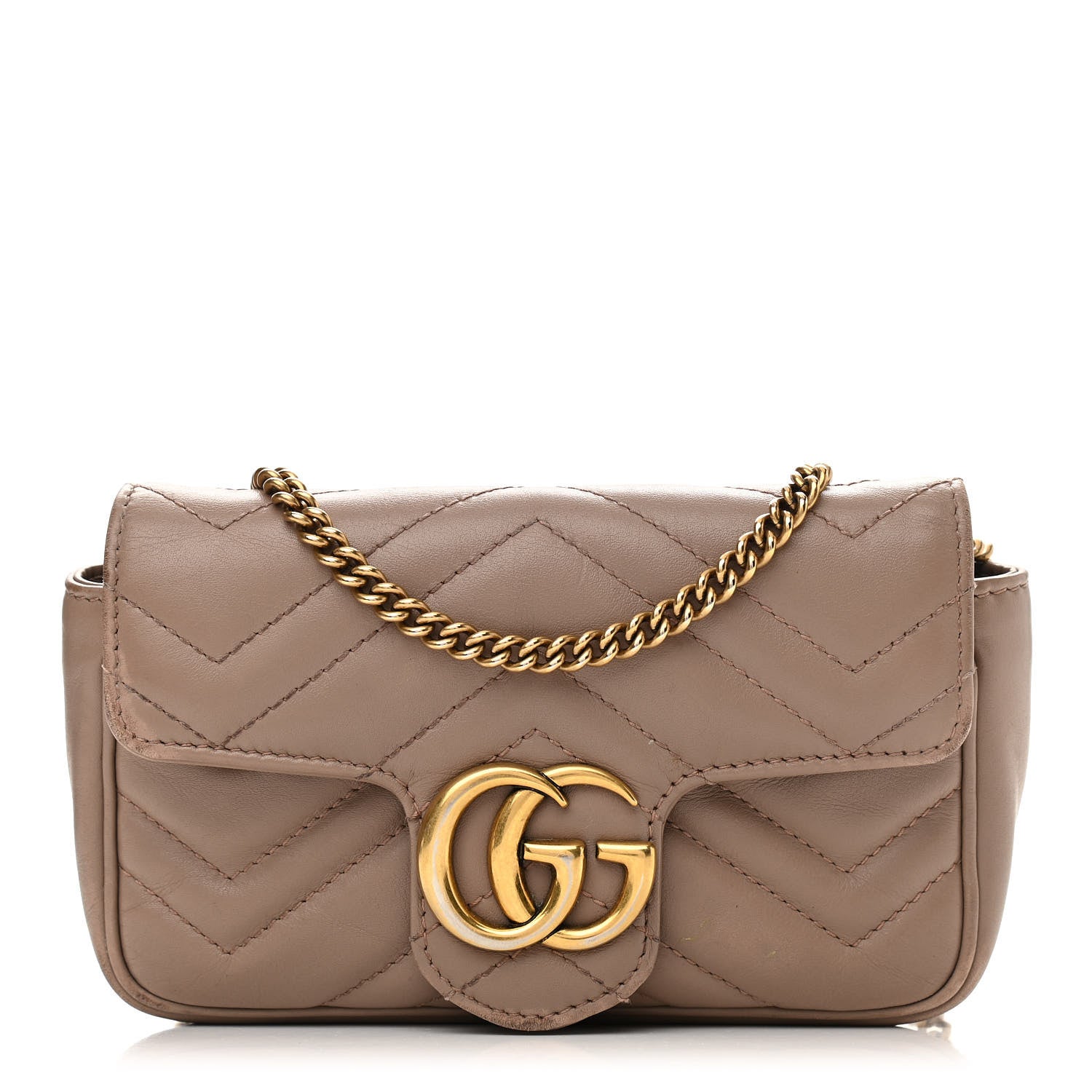 Gucci Calfskin Matelasse Super Mini GG Marmont Shoulder Bag Porcelain Rose 1 of 15