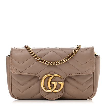 Gucci Calfskin Matelasse Super Mini GG Marmont Shoulder Bag Porcelain Rose 1 of 15