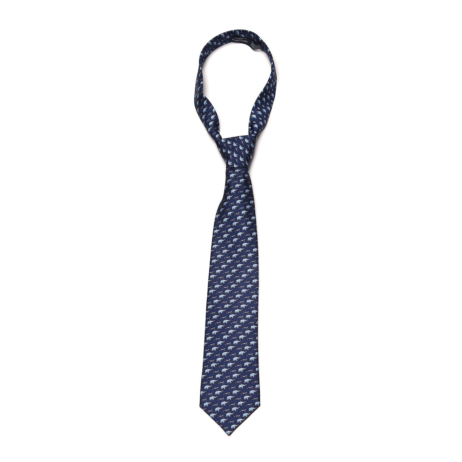 Hermes Silk Mens Sauve Qui Puet Cravate Neck Tie Bleu Marine Clair 1 of 6