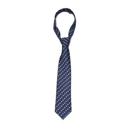 Hermes Silk Mens Sauve Qui Puet Cravate Neck Tie Bleu Marine Clair 1 of 6