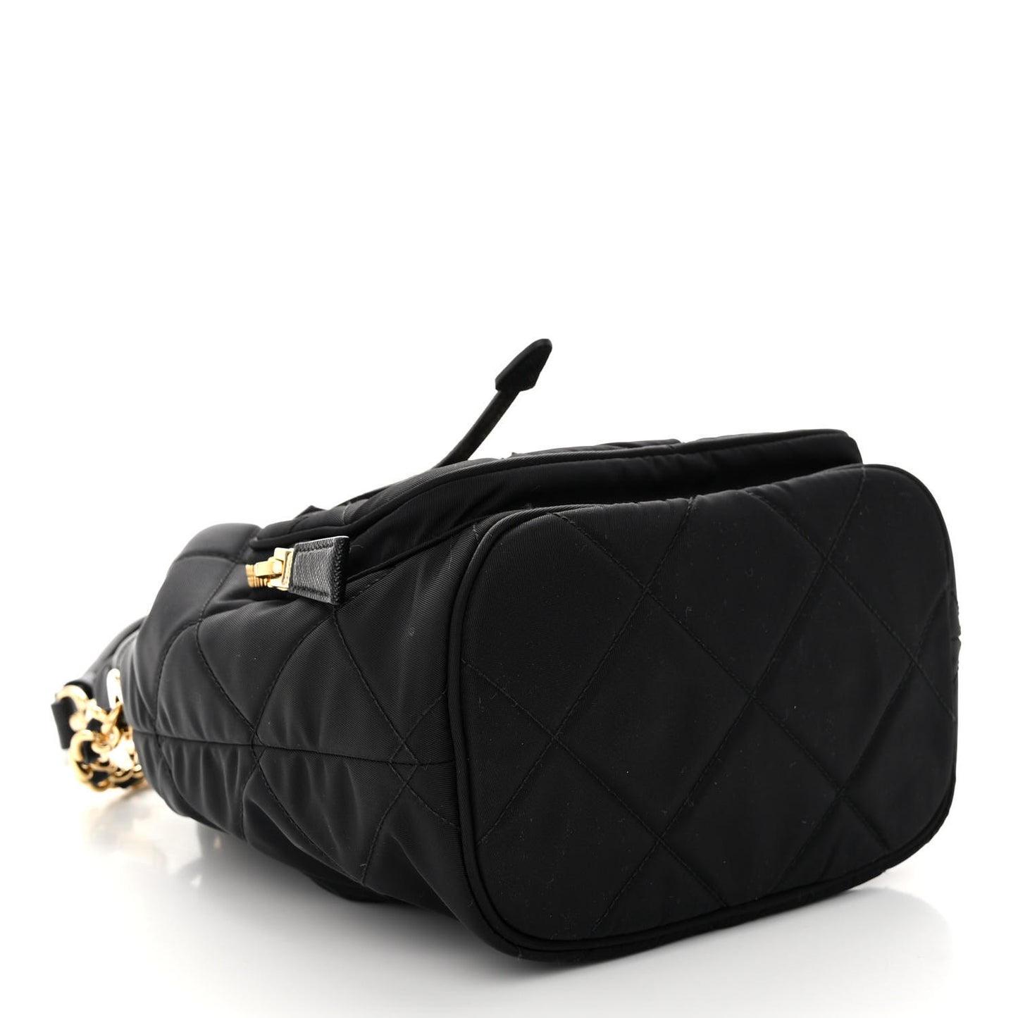Re-Nylon Saffiano Stitched Re-Edition 1995 Chaine Drawstring Bucket Bag Black