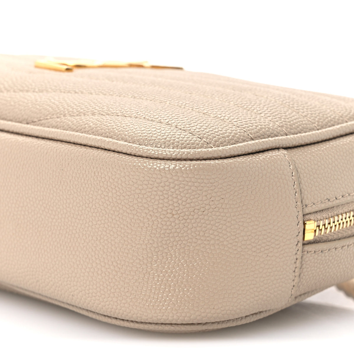 Saint Laurent Grain De Poudre Matelasse Monogram Mini Lou Camera Bag Dark Beige 10 of 11