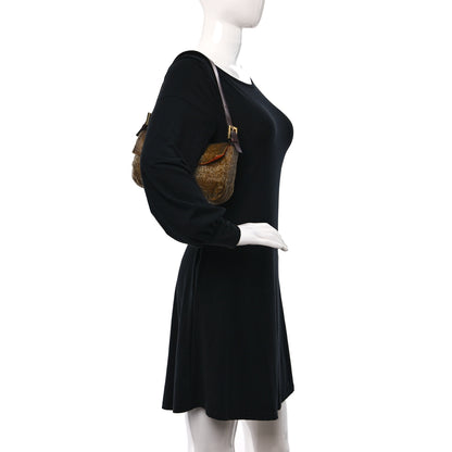 Fendi Beaded Baguette Beige Gold 2 of 9